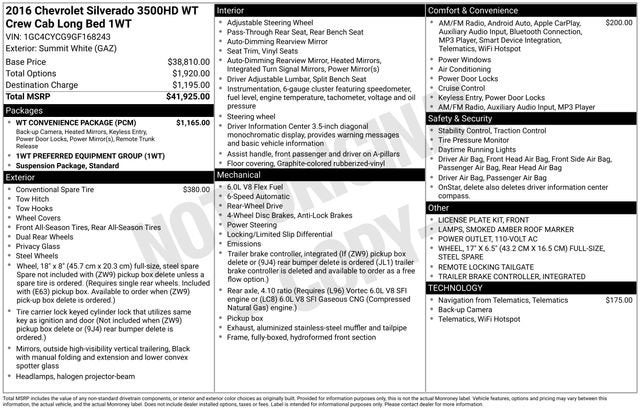 2016 Chevrolet Silverado 3500 HD Work Truck