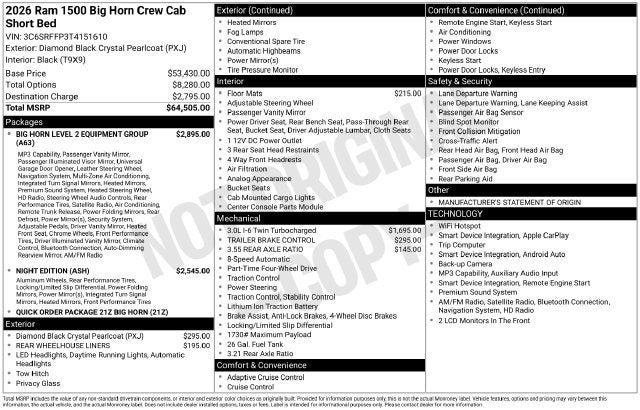 2026 RAM 1500 Big Horn