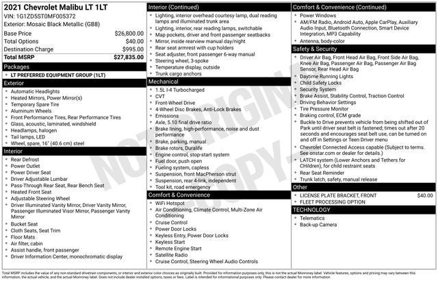 2021 Chevrolet Malibu LT
