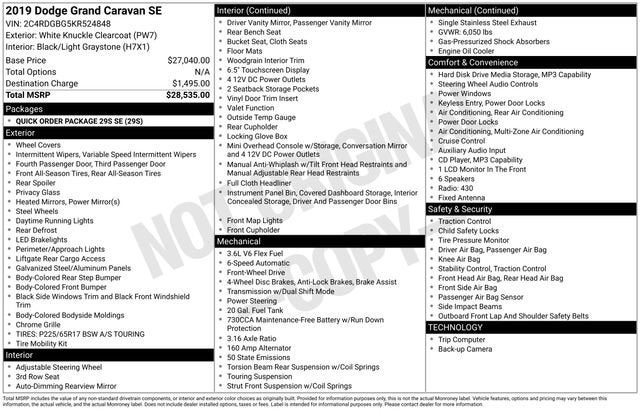 2019 Dodge Grand Caravan SE