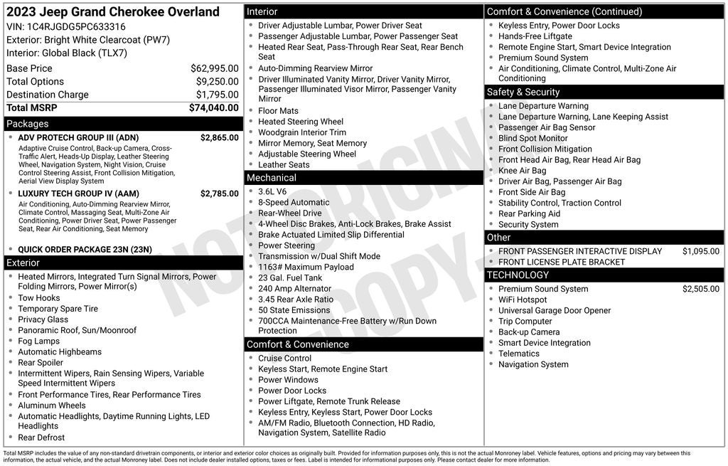2023 Jeep Grand Cherokee Overland 4x2