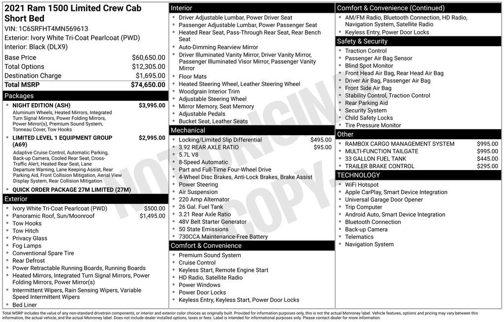 2021 RAM 1500 Limited Crew Cab 4x4 5'7' Box