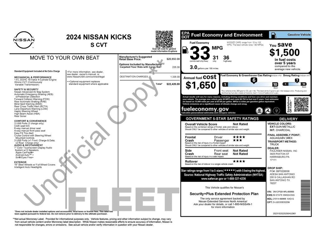 2024 Nissan Kicks S Xtronic CVT