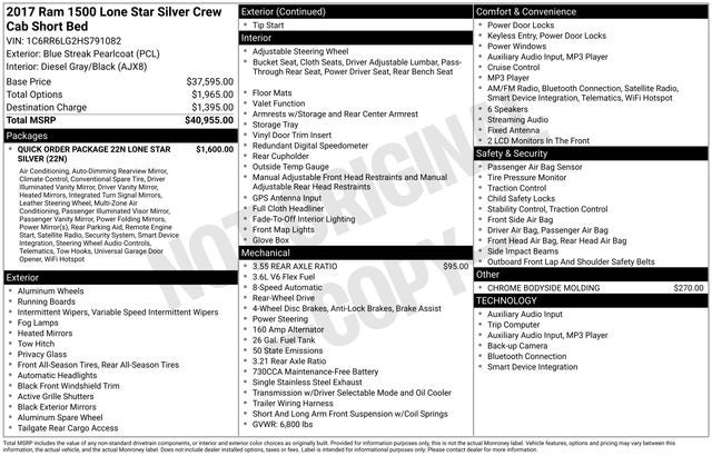 2017 RAM 1500 Lone Star Silver