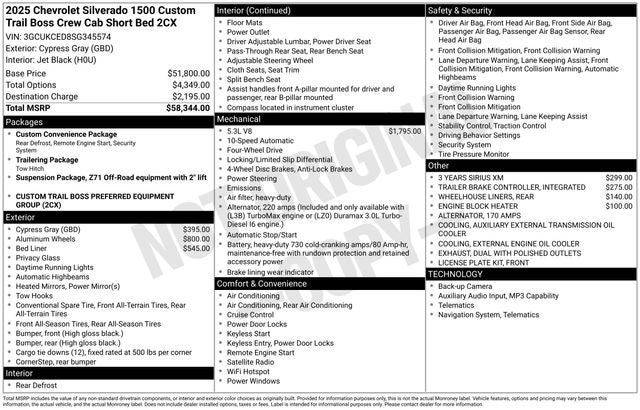 2025 Chevrolet Silverado 1500 Custom Trail Boss