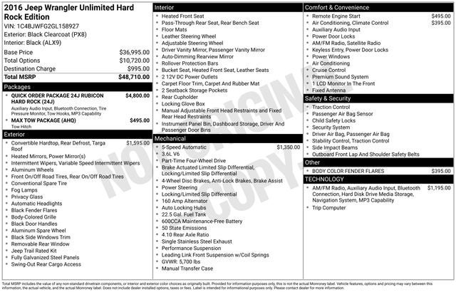 2016 Jeep Wrangler Rubicon Hard Rock