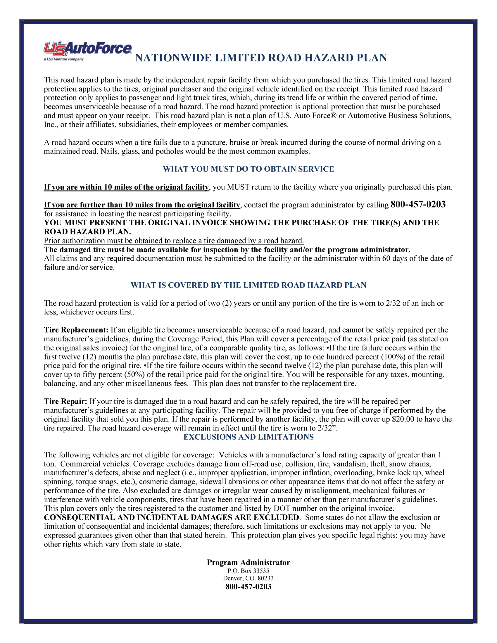 Navarre Road Hazard Plan
